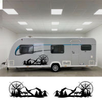 2PCS Car Stickers Mountain Graphics For Motorhome Horse Caravan RV Camper Van Body Decor Vinyl Decals Accessories