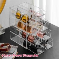 【hot】卍¤  4-layer Plastic Drawer Storage Transparent Dustproof Sunglasses Desktop Stationery Rack