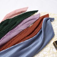 ▬┇ 2021 Plain Women Square Silk Scarf Long Skinny Ribbon Head Neck Small Pleated Hair Tie Band Kerchief Satin Foulard Scarves