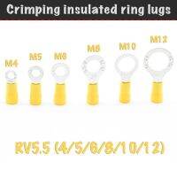 Crimp insulated ring lugs wire terminals type-O yellow rv5.5-(4/5/6/8/10/12) 50 PCs