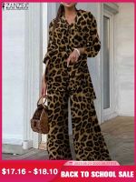 【DT】hot！ Fashion Leopard Print Pant Sets ZANZEA Loose and Outfits 2023 Wide Leg Leisure Piece