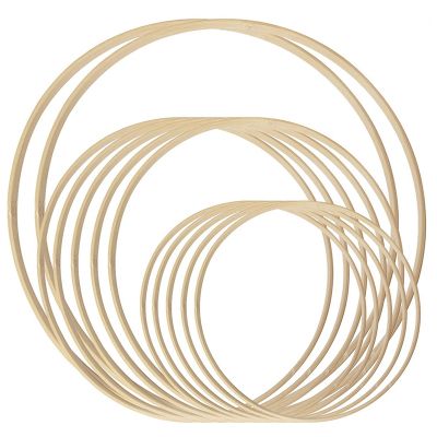 Dream Catcher Rings 12Pcs Wood Bamboo Floral Hoop for DIY Wreath Decor Wedding Wreath Decor and Wall Hanging Craft