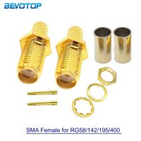 10Pcs/Lot SMA/RP Female RF Coax Connector Crimp for RG58 RG142 RG400 LMR195 Cable Wire Terminal Straight Adapter