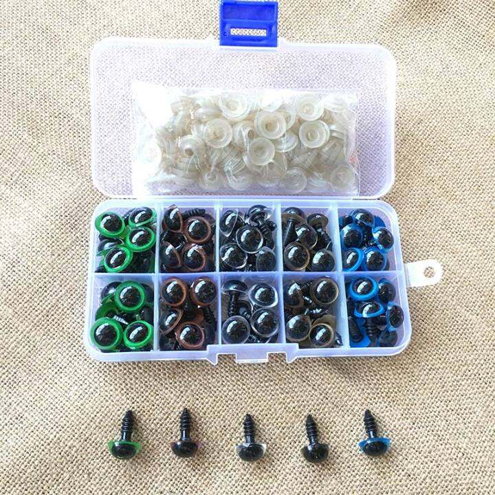 100ชิ้น8มม-10มม-12มม-สีผสมพลาสติกความปลอดภัยของสัตว์ตาสำหรับของเล่นตุ๊กตาหมียัดไส้สำหรับตุ๊กตาหัตถกรรม-amigurumi-กล่องอุปกรณ์เสริม