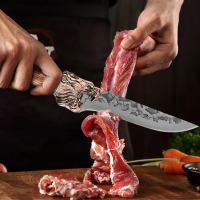 Forged Butcher Kitchen Chef มีดชุดสแตนเลสเนื้อปลาผลไม้ผัก Slicing Boning Chopping การล่าสัตว์ Cleaver มีด