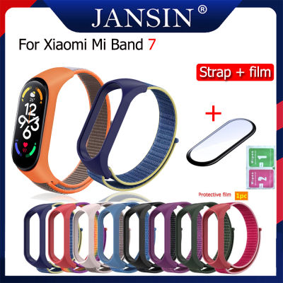 สาย สำหรับ xiaomi mi band 7 สายคล้องข้อมือไนล่อน พร้อมฟิล์มกันรอยหน้าจอ Mi band 7 นาฬิกาอัจฉริยะ