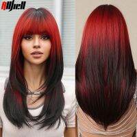 วิกผมสีดำไล่เฉดสี Kelp23674กับผมม้าสำหรับผู้หญิงยาวตรงชั้นชั้นทน