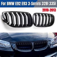 ตะแกรงย่างด้านหน้าสีดำเงาสไตล์รถ2ชิ้นสำหรับ E93 E92 BMW 3ชุด328I 335I รถเก๋ง LCI 2010-2013