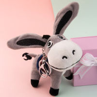 Soft Plush Donkey ตุ๊กตาพวงกุญแจโลหะสีดำสีเทาสีน้ำตาลจี้รถกระเป๋าอุปกรณ์เสริมน่ารักผู้ชายผู้หญิงคู่ Keying Lover Lanyard