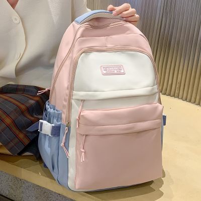 กระเป๋ากระเป๋าเด็กนักเรียนหญิงแฟชั่นนักเรียนความจุมากน่ารักสไตล์เกาหลีสีสันสดใสใหม่