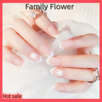 Family Flower Flash Sale 24X เล็บปลอมแบบฝรั่งเศส3D ทั้งห่อปลายเล็บปลอมสำหรับเจ้าสาว