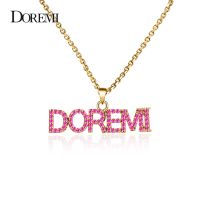 ❖  DOREMI 4Colors Personalized Custom Name Necklace for Men Pendant Stone Chain 4mm Cuban
