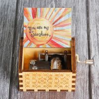 Antique Wooden Carved Musical Box DAD I Love You 3000 Hand Crank Music Box You Are My Sunshine Theme TO MY Wife Birthday Gift