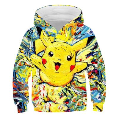 4-14 Years Children Clothing Boys Hoodies Pikachu Long Sleeve Kids Cartoon Sweatshirt Boy Casual Cute Pokemon Kids Streetwear