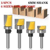 1/4PC 6mm Shank Hinge Mortise / Template Router Bit พร้อมแบริ่งด้านล่างทําความสะอาดตรง End Mill Trimmer Flush Trim Bit