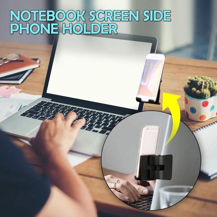 rotatable-notebook-screen-side-phone-holder-clip-on-monitor-for-laptop-or-desktop-monitor-creative-mobile-phone-stand-for-laptop