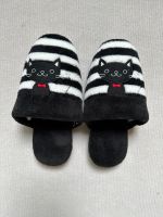 MUJI MUJI exports Japanese style black cat striped winter warm coral velvet cartoon cute home office multi-purpose indoor slippers
