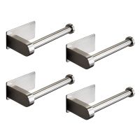 4X Self Adhesive Toilet Paper Holder-Bathroom Toilet Paper Holder Stand No Drilling Stainless Steel Brushed
