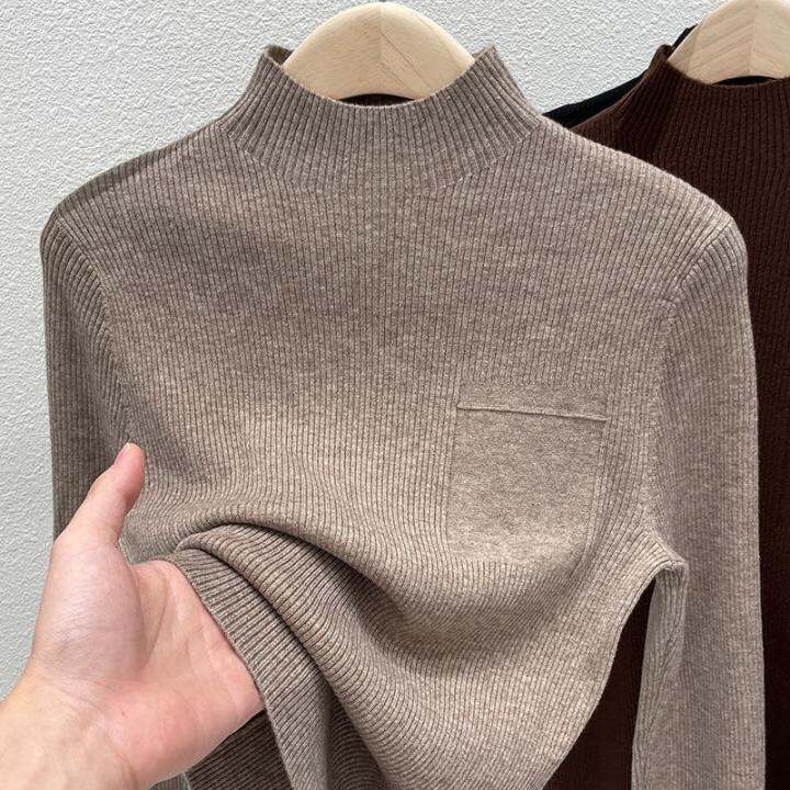 half-turtleneck-solid-color-womens-knitwear-2023-new-autumn-and-winter-sweaters-womens-slim-fit-all-match-knitted-base-shirt-2023