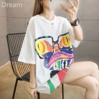 COD Cotton T-shirt womens ins super hot short sleeve summer new T-shirt loose letter printed top