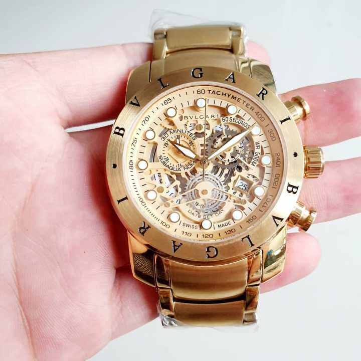 Jam Tangan Pria Super Premium Bvlgari Chronograph Stainless Lazada