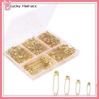 LUCKY HAIRACC 300Pcs โลหะสำหรับตกแต่ง หมุดนิรภัย 5-ขนาด ใหญ่มากๆ เข็มโลหะสำหรับตกแต่ง คุณภาพระดับพรีเมี่ยม ทองสีทอง ชุดเหล็กชุบนิกเกิล อุปกรณ์เสริมเครื่องแต่งกาย