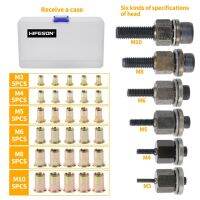 อุปกรณ์เสริมหัวหมุดหัวแบนเหล็กสแตนเลส M10 M8กล่อง M3 M4 M5 M6พร้อมปืนชุดแต่งหน้าครบเซ็ทหมุดย้ำมือ36ชิ้น/เซ็ต