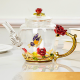 1PC Enamel Teapot Glass Teapot High Temperature Steamed Tea Boiled Teapot Boiling Water Pot Filter Teapot (Red Rose Style)
