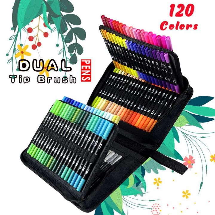 72 Color Watercolor Markers for Drawing Felt-Tip Pens Set for