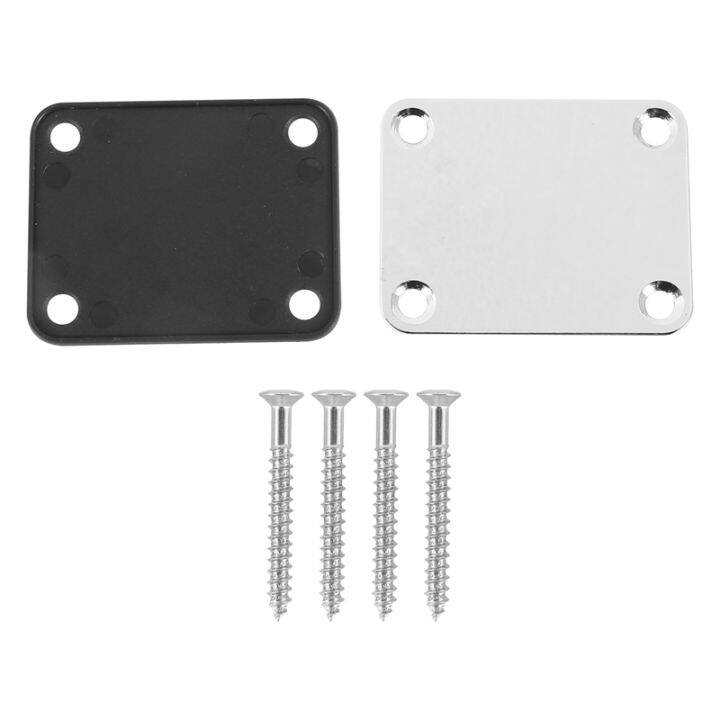 2-pcs-guitar-metal-neck-plates-with-plastic-mat-for-strat-tele-style-electric-guitar-replacement-chrome