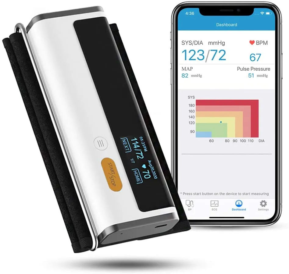 EKG/ECG Monitor & App + Wireless Upper Arm BPM