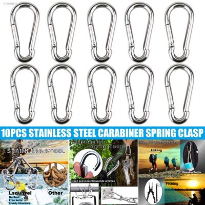 ☢✜♘ 10pcs Spring Snap Hook Stainless Steel Carabiner Steel Clips Keychain Heavy Duty Quick Link for Camping Hiking Travel GRSA889