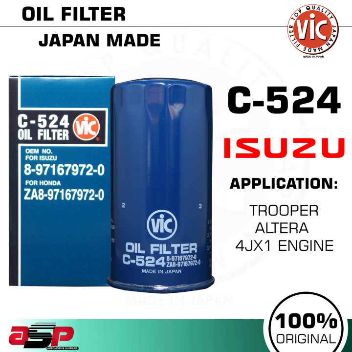 Vic C524 Oil Filter ISUZU TROOPER 2000, BIGHORN, DMAX 3.0, ALTERRA