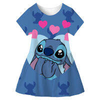 Stitch Adventure Dress ชุดสาวฤดูร้อน Vaiana แฟนซีแต่งตัวเสื้อผ้าเด็กวันเกิด Party ชุดเจ้าหญิง1-9Y