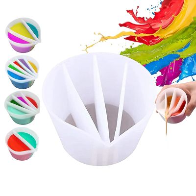 Reusable Channels Split Color Mixing Cups for , Resin Pouring Painting Tools DIY Making Drawing Accessories