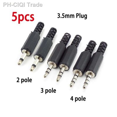 5pcs 3.5mm 2 3 4 Pole Mono Audio Connectors Jack Plug Headphone Male Adapter Jack Plug Male Jack Plug Wire Terminals Speaker