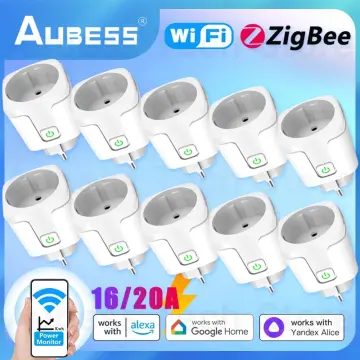 AUBESS Zigbee EU Smart Plug Smart Home Wireless Remote Control Power  Monitor Outlet work with Alexa Google