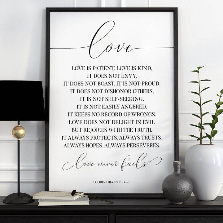 Love Is Patient Quotes Canvas Art Prints Poster Bible Verses Valentines