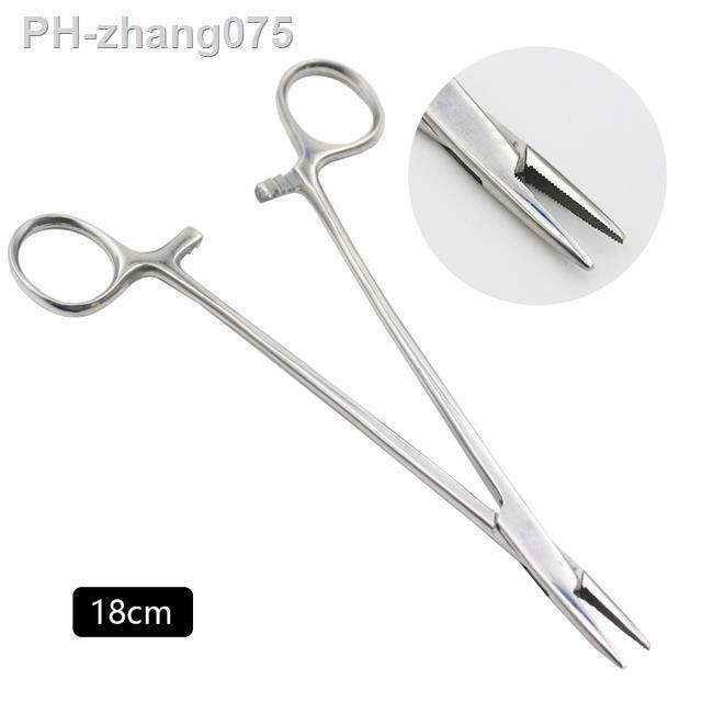 16cm-18cm-stainless-steel-veterinary-needle-holder-suturing-forceps-hemostatic-pliers-livestock-pet-animal-surgical-tools