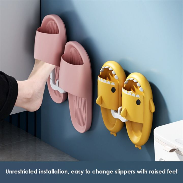 3-2-1pcs-wall-mounted-slippers-rack-punch-free-bathroom-simple-slipper-hook-toilet-drainage-holder-bedroom-neat-shoe-drying-rack-bathroom-counter-stor