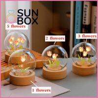 SUN BOX เล็กๆน้อยๆ แฟนสาวสาว ห้องนอนและห้องนอน งานทำมือ อุปกรณ์ตกแต่งห้อง ทิวลิปไฟกลางคืน โคมไฟลายดอกไม้ วัสดุดีไอวาย