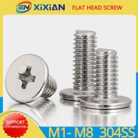 M1.4 M2 M2.5 M3 M4 M5 M6 Flat Head Screw 304SS Stainless Steel Cross Phillips Ultra Thin Super Low Bolt for Laptop Screw Nut Drivers