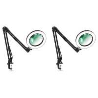 2X Magnifying Glass with Light and Bracket,3 Color Modes Stepless Dimmable LED Desk Lamp, Used for Reading and Repairing