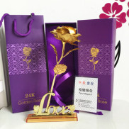 Hoa hồng mạ vàng 24k có kèm hộp và đế chữ love cao cấp - Hộp đựng quà tặng