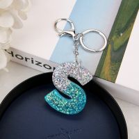 Glitter Resin Letter Keychain