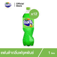 Fanta แฟนต้า น้ำอัดลม น้ำเขียว 1 ลิตร 12 ขวด Fanta Soft Drink Fruit Punch (Green) 1L Pack 12