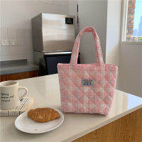 【CW】Lunch Bag Quilting Design Lunch Plaid Pattern Picnic Tote Eco Cotton Fabric กระเป๋าถือขนาดเล็กอาหารค่ำคอนเทนเนอร์ถุงเก็บอาหาร