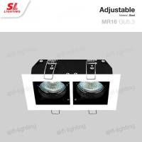 SL LIGHTING โคมไฟดาวน์ไลท์ฝังฝ้า MR16 ทรงสี่เหลี่ยม 2ช่อง ปรับหน้าได้ GU5.3 / โคมฝัง Down Light SL-6-W-532, SL-6-B-532