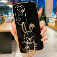 เคสสมาร์ทโฟนพร้อมส่ง OPPO Reno10 Pro Reno 10 Pro + Plus A78 NFC 4G 5G 2023เคสชุบใหม่พร้อมตัวยึดแท่งดึงกระต่ายที่น่ารักฝาหลังกล้องป้องกันการกระแทกเลนส์กล้อง