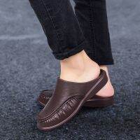 ❀☞ ZI FU size40-47 รองเท้าหนัง รองเท้าแฟชั่น 2020 รองเท้าผ้าใบเปิดส้น รองเท้าหนังผู้ชาย